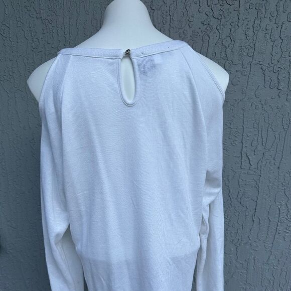 INC International Concepts Cols Shoulder LS Sequin embellished Top White L EUC - Picture 3 of 6